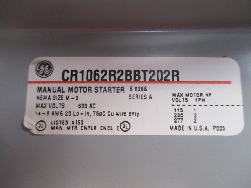 GENERAL ELECTRIC CR1062R2BBT202R SER. A 110/120V NSMP