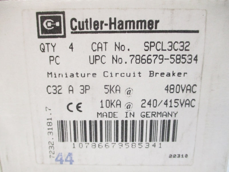 CUTLER HAMMER SPCL3C32 240/415/480VAC 32A (PKG OF 4) NSMP