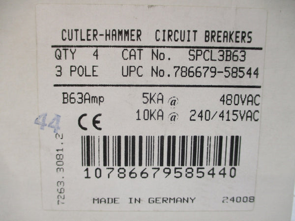 CUTLER HAMMER SPCL3B63 240/415/480VAC 63A (PKG OF 4) NSMP