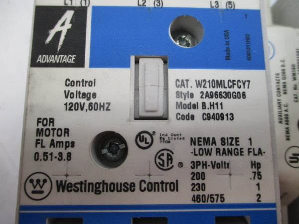 WESTINGHOUSE W210MLCFCY7 2A96630G06 120V 0.51-3.8A NSNP