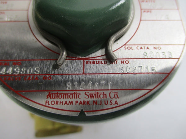 ASCO 8344A71 110/120V 10-125PSI 1/4" NSNP