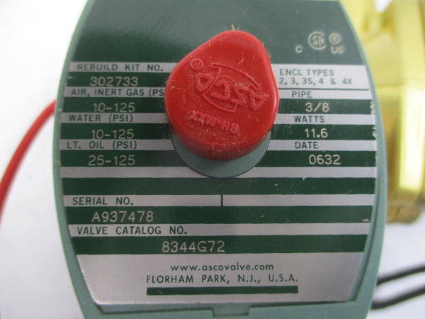 ASCO 8344G72 24VDC 10-125PSI 3/8" NSNP