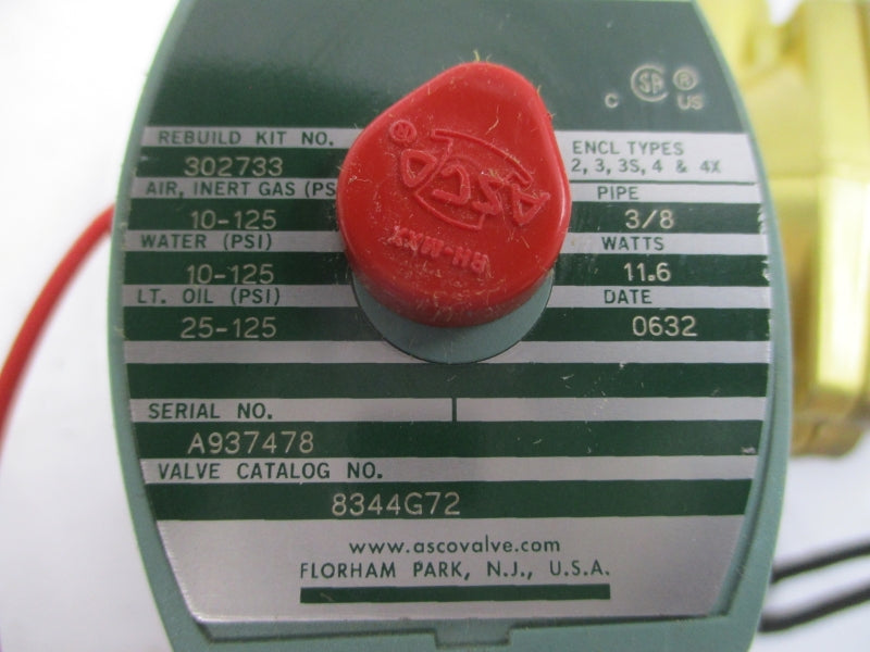 ASCO 8344G72 24VDC 10-125PSI 3/8" NSNP