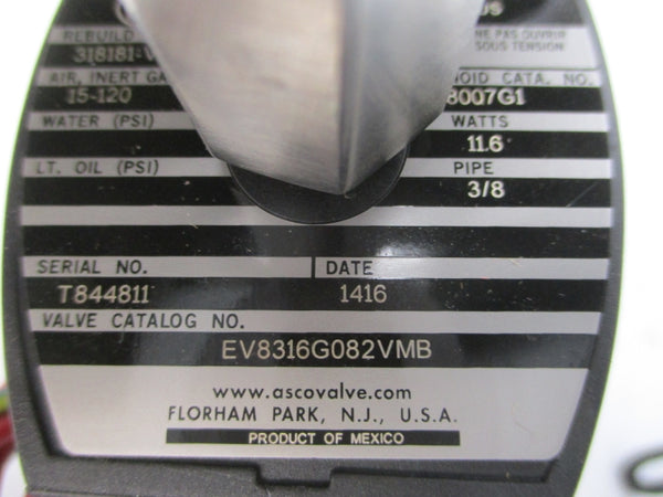 ASCO EV8316G082VMB 24VDC 15-120PSI 3/8" NSMP