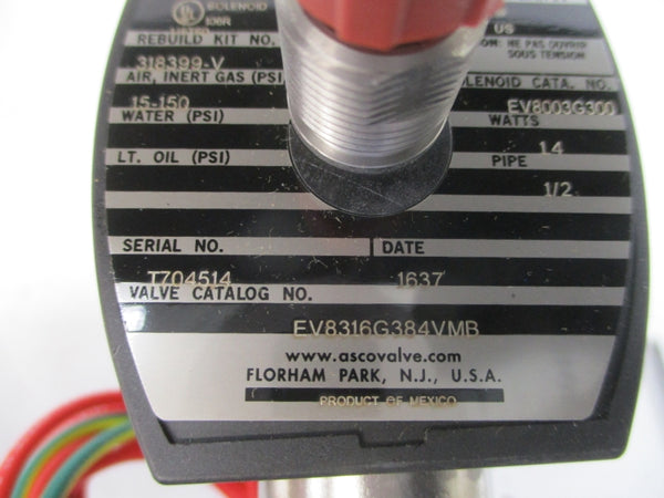 ASCO EV8316G384VMB 24VDC 15-150PSI 1/2" NSMP