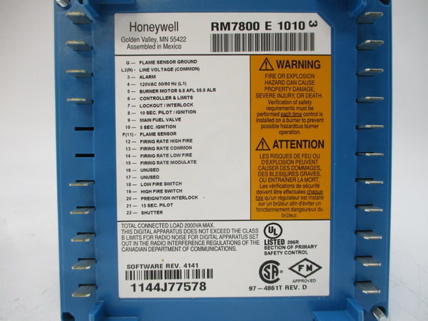 HONEYWELL RM7800 E 1010 120VAC REV. 4141 NSMP
