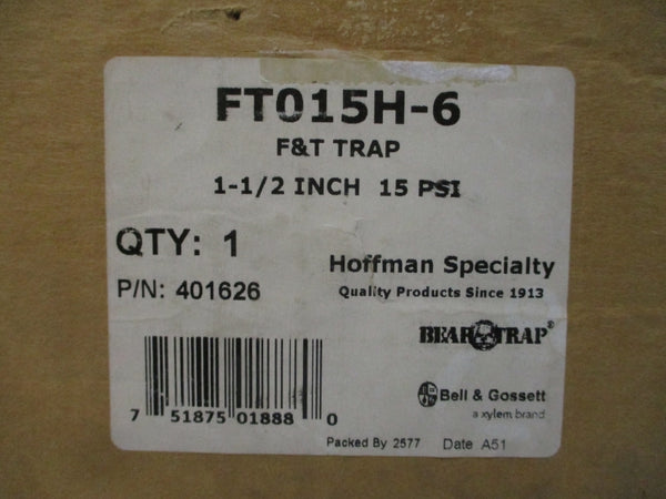 BELL & GOSSETT FT015H-6 401626 15PSI REV. #9 1-1/2" NSMP
