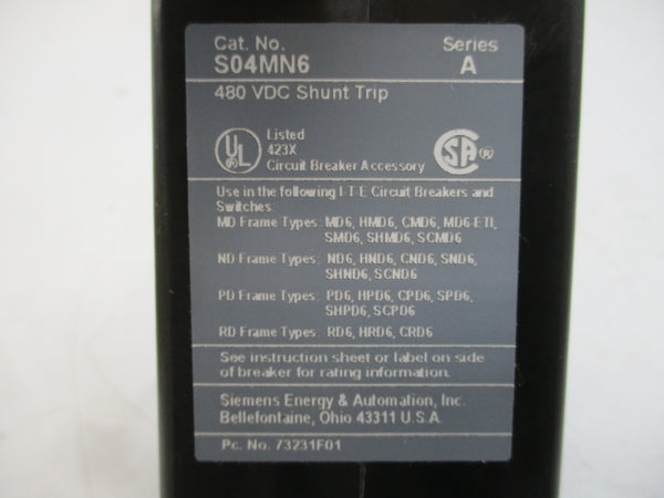 SIEMENS S04MN6 SER. A 480VDC NSMP