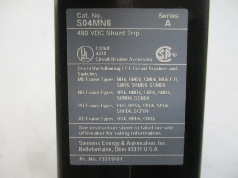 SIEMENS S04MN6 SER. A 480VDC NSMP
