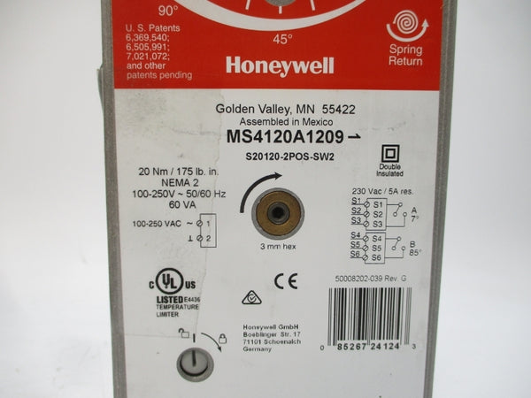 HONEYWELL MS4120A1209 S20120-2POS-SW2 100-250VAC 5A REV. G NSMP