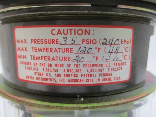 DWYER 3002 120/240VAC 10A 35PSI 0-2"H2O NSMP