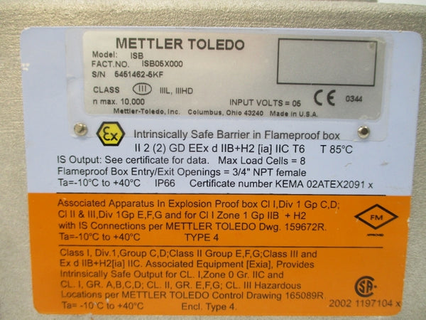 METTLER TOLEDO ISB05X000 ISB 05V 3/4" NSNP