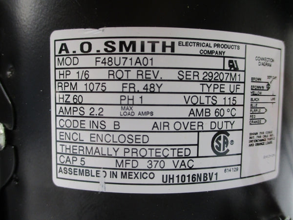 A.O.SMITH F48U71A01 UH1016NBV1 115V 2.2A NSNP