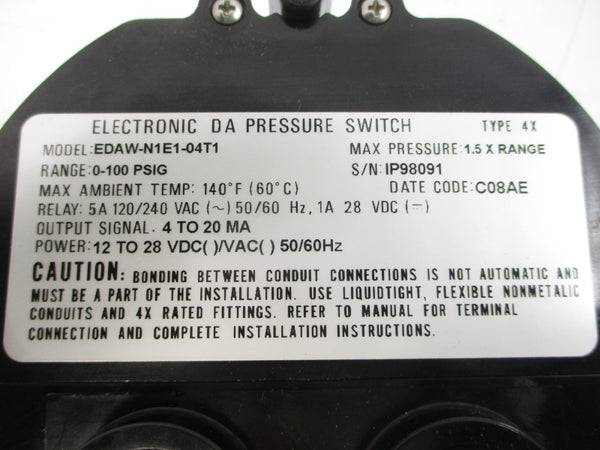 MERCOID 102988-03 EDAW-N1E1-04T1 120/240VAC 5A 0-100PSI NSMP