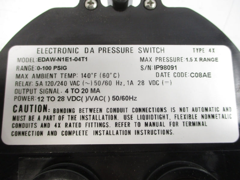 MERCOID 102988-03 EDAW-N1E1-04T1 120/240VAC 5A 0-100PSI NSMP