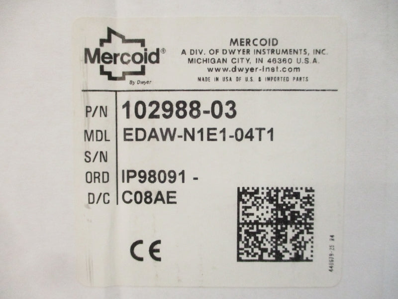 MERCOID 102988-03 EDAW-N1E1-04T1 120/240VAC 5A 0-100PSI NSMP