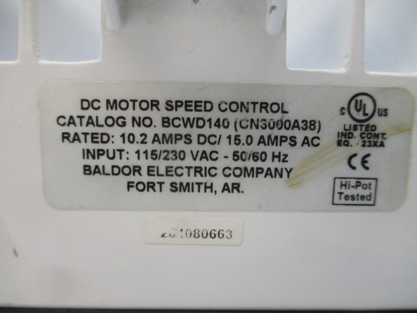 BALDOR BCWD140 CN3000A38 115/230VAC 15.0A UNMP