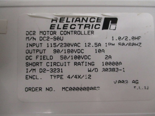RELIANCE ELECTRIC DC2-90U 115/230VAC 12.5A UNMP