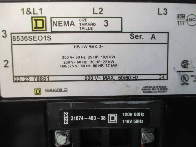 SQUARE D 8536SEO1S SER. A 110/120V UNMP