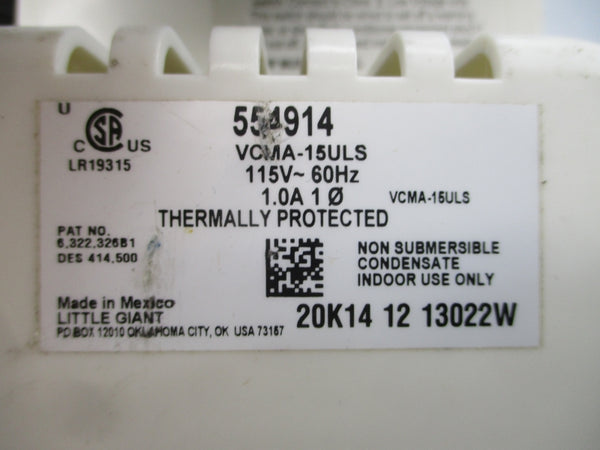 LITTLE GIANT 554914 VCMA-15ULS 115V 1.0A NSNP