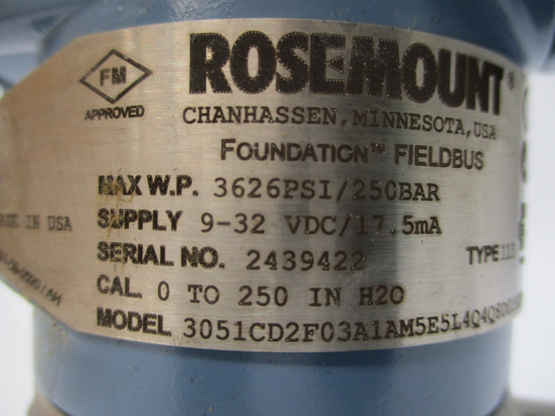 ROSEMOUNT 3051CD2F03A1AM5E5L4Q4Q8D01H2P1 9-32VDC 3626PSI NSNP