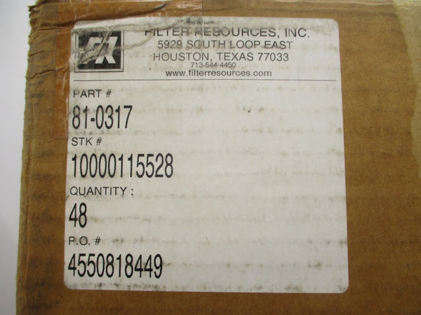 FILTER RESOURCES 81-0317 10000115528 (PKG OF 48) NSMP