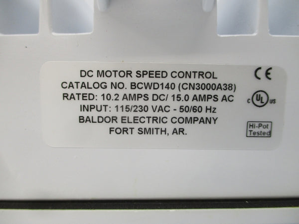 BALDOR ELECTRIC BCWD140 CN3000A38 115/230VAC 15.0A NSMP