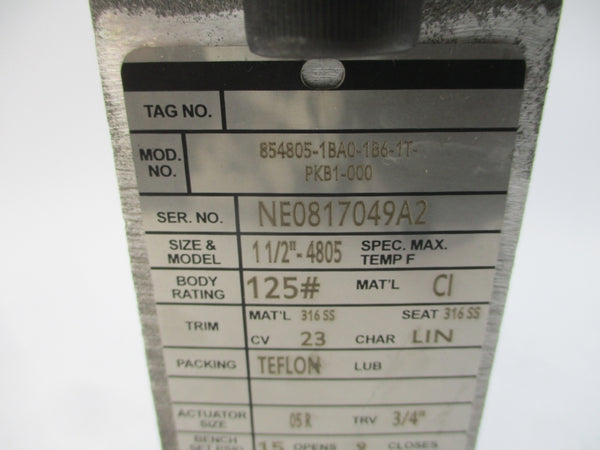 NOR EAST CONTROLS 854805-1BA0-1B6-1T-PKB1-000 4805 9-15PSI 1-1/2" NSNP
