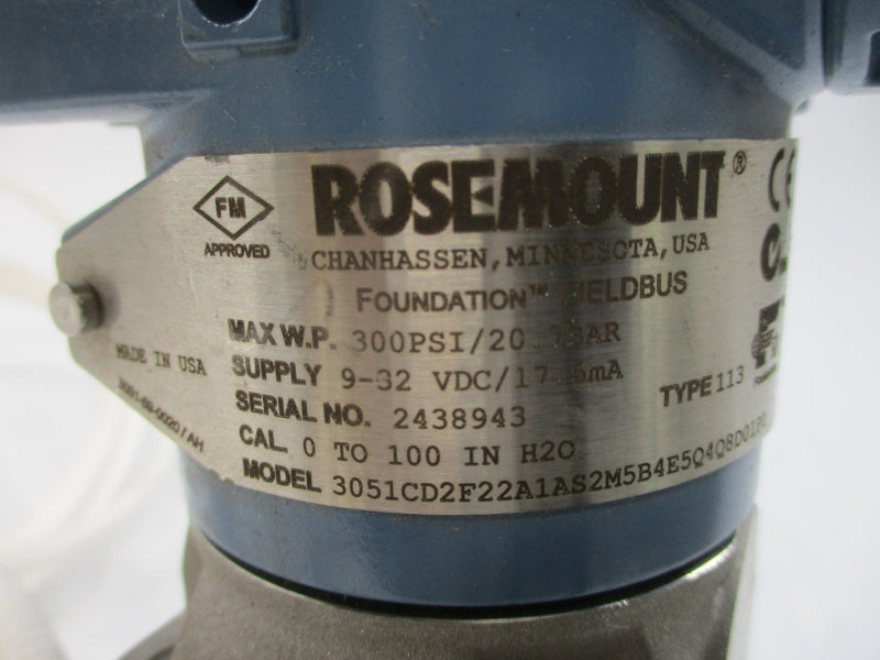 ROSEMOUNT 3051CD2F22A1AS2M5B4E5Q4Q8D01P1 9-32VDC 300PSI UNMP