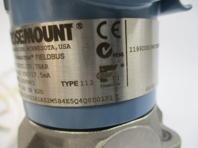 ROSEMOUNT 3051CD2F22A1AS2M5B4E5Q4Q8D01P1 9-32VDC 300PSI UNMP