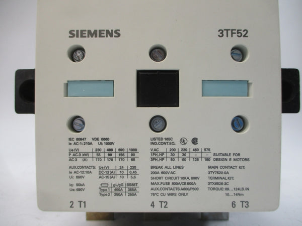 SIEMENS 3TF5211-0AV0 400/480V 210A UNMP