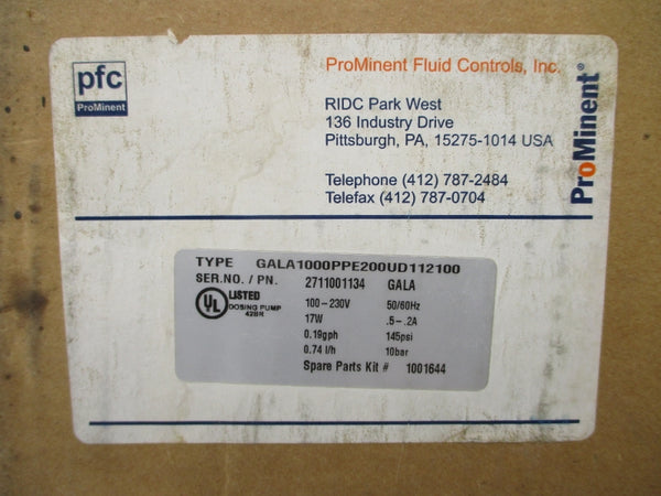 PROMINENT GALA1000PPE200UD112100 100-230V .5-.2A 145PSI (AS PICTURED) NSMP