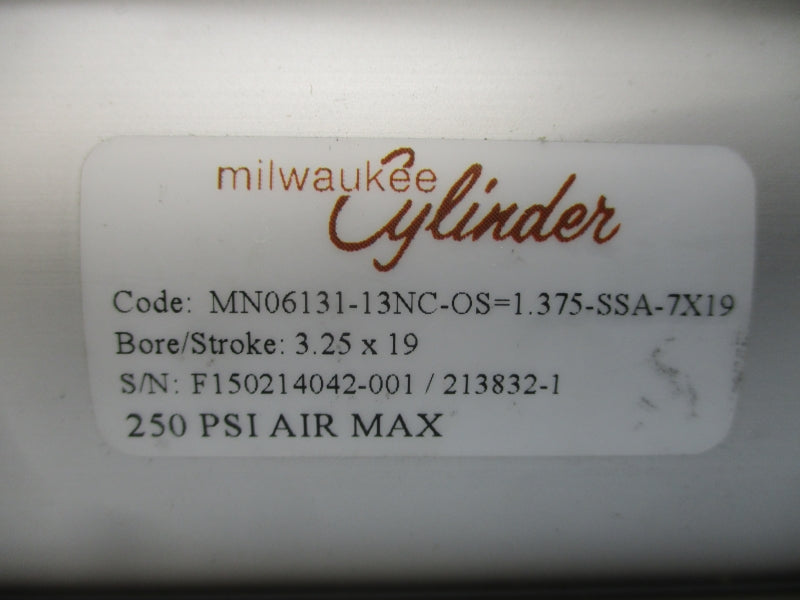 MILWAUKEE CYLINDER MN06131-13NC-OS=1.375-SSA-7X19 250PSI NSNP