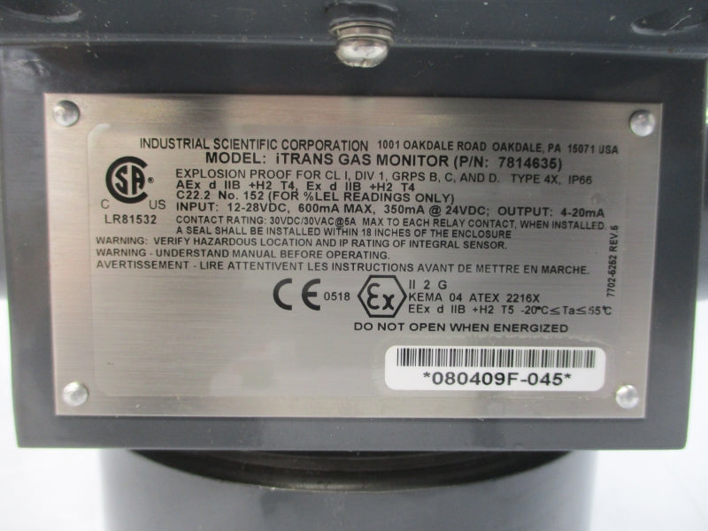 INDUSTRIAL SCIENTIFIC 7814635-SUFFIX 12-28VDC 5A NSMP