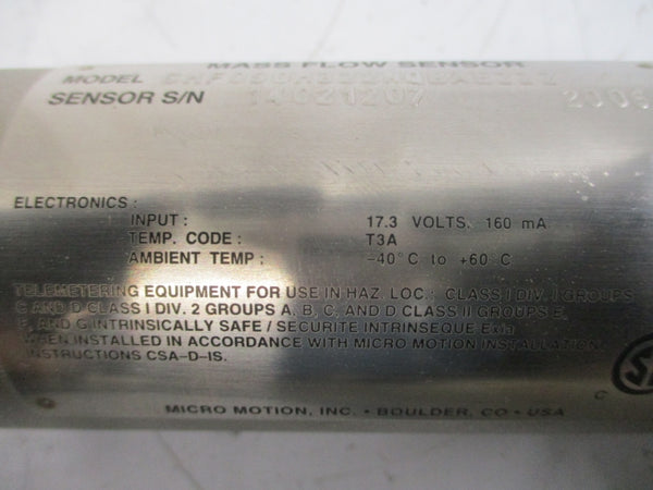 MICRO MOTION CMF050M322NQBAEZZZ 17.3V 850PSI NSNP