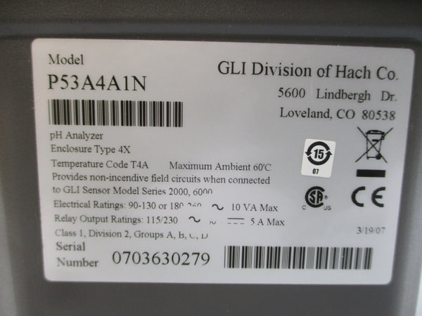 GLI DIVISION OF HACH P53A4A1N 115/230V 5A NSMP