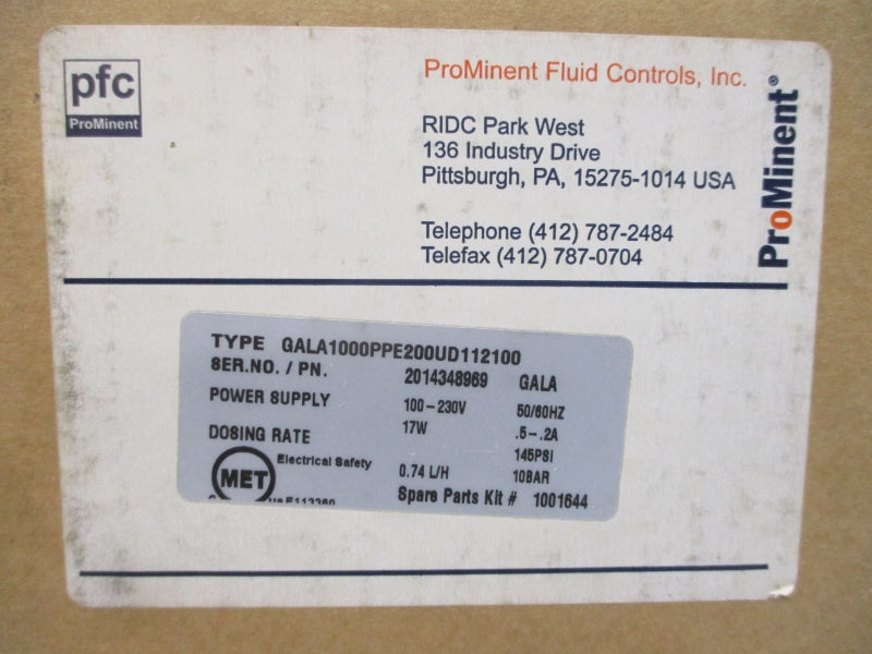 PROMINENT GALA1000PPE200UD112100 100-230V .5-.2A 145PSI NSMP