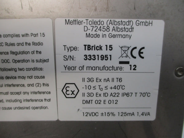 METTLER TOLEDO 22006716 TBRICK15 12VDC NSMP