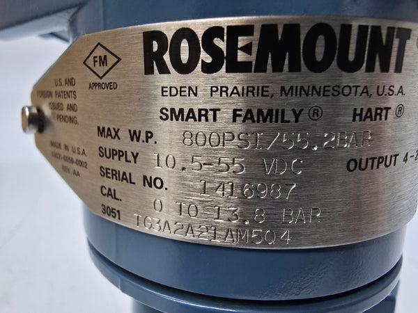 ROSEMOUNT 3051TG3A2A21AM5Q4 10.5-55VDC 800PSI NSMP