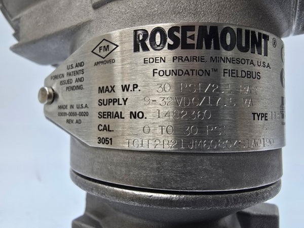ROSEMOUNT 3051TG1F2B21JM6Q8Q4S1A0190 9-32VDC 30PSI NSMP
