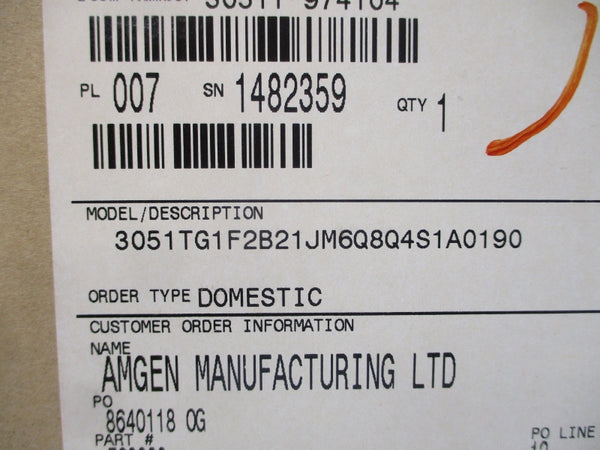 ROSEMOUNT 3051TG1F2B21JM6Q8Q4S1A0190 9-32VDC 30PSI NSMP