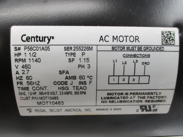 CENTURY P56C01A05 460V 2.7A NSMP