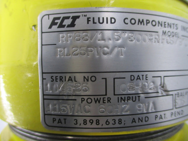 FCI RF83/1.5"300#RFCS/9"U/S/G/0018/RL25PVC/T 115VAC 2A UNMP