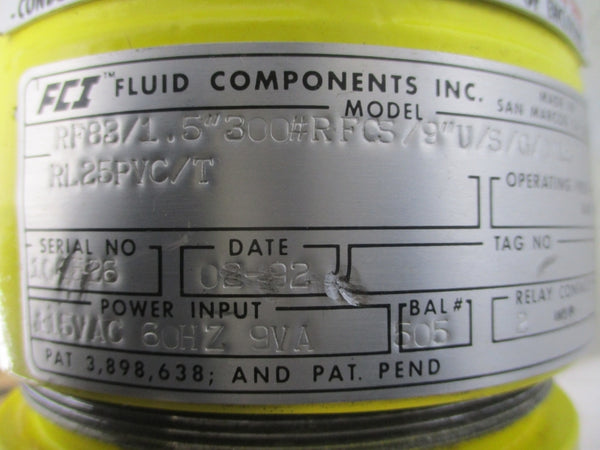 FCI RF83/1.5"300#RFCS/9"U/S/G/0018/RL25PVC/T 115VAC 2A UNMP
