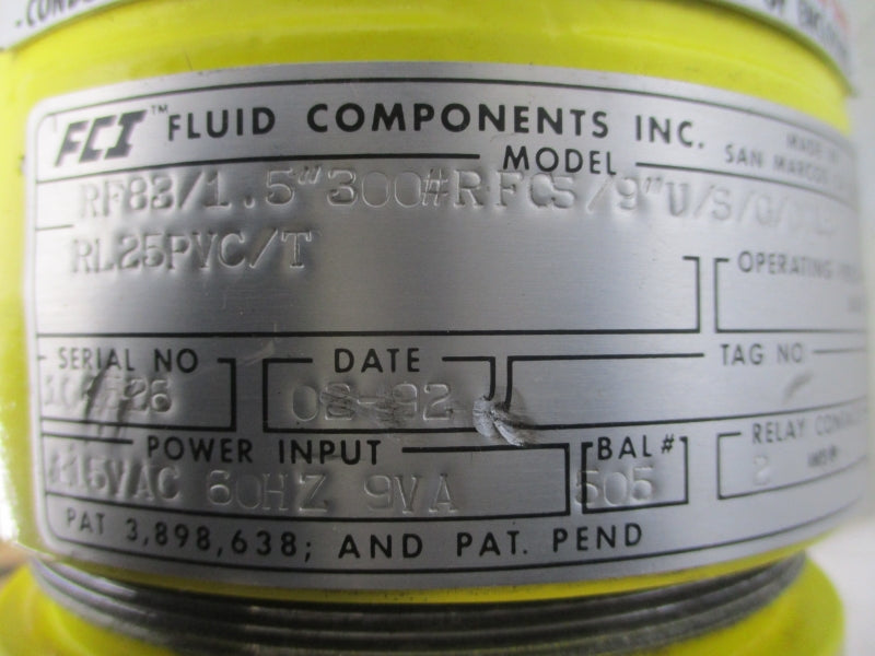 FCI RF83/1.5"300#RFCS/9"U/S/G/0018/RL25PVC/T 115VAC 2A UNMP