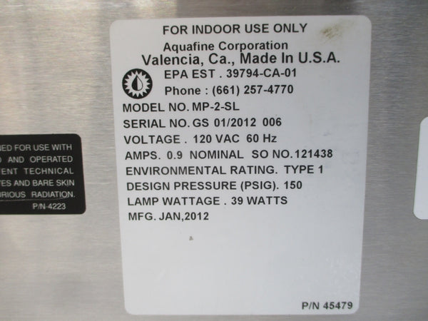 AQUAFINE MP-2-SL 120VAC 0.9A 150PSI NSNP