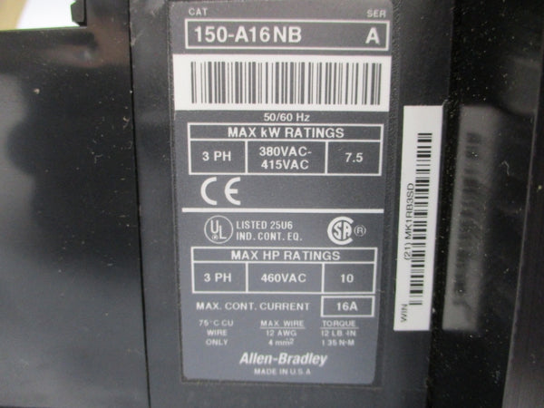 ALLEN BRADLEY 150-A16NB SER. A 380/480VAC 16A (BR/WH) NSMP