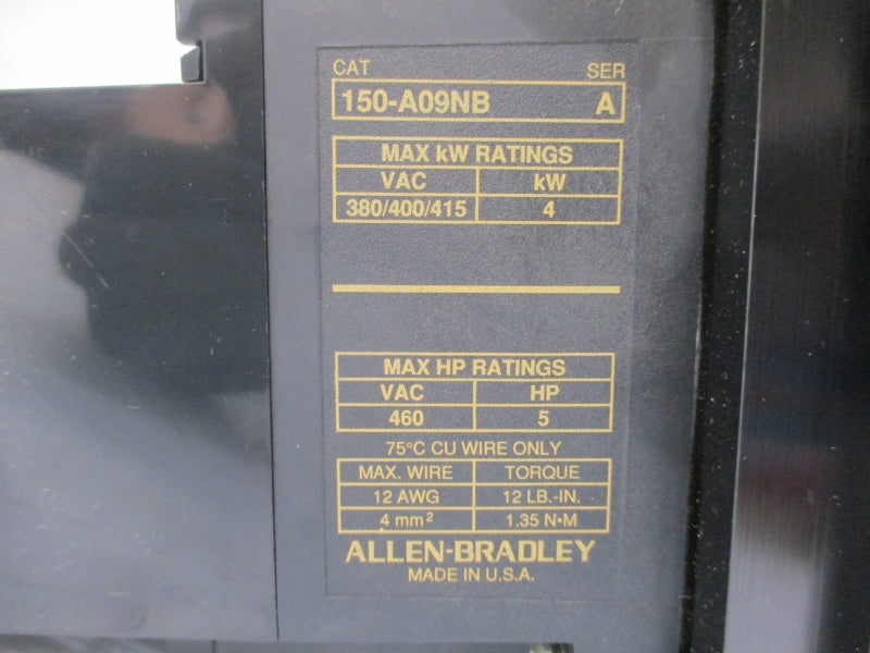 ALLEN BRADLEY 150-A09NB SER. A 380/480VAC (BR/YL) NSMP