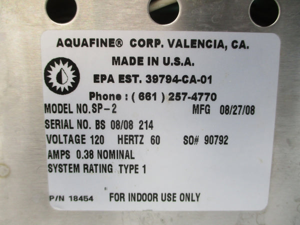 AQUAFINE SP-2 120V 0.38A UNMP