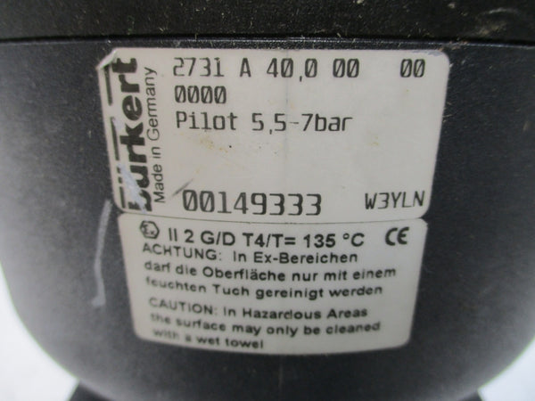 BURKERT 2731-A-40.0-00-00-0000 00149333 W/ 8630-24VDC 00459137 24VDC 100PSI NSNP